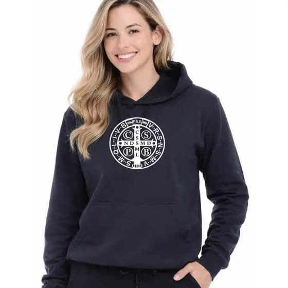 Moletom Feminino Estampas Religiosas Blusa de Frio Feminina Moleton Canguru Com Bolso e Capuz Liso