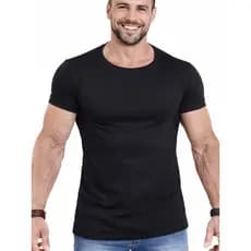 Camiseta Lisa Basica Camisa Masculina Justa Ao Corpo Manga Curta Algodão