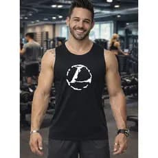 Regata Masculina Preta Branca Para Academia Suplemento Lander Probiotica No Pain No Gain PROMOÇÃO