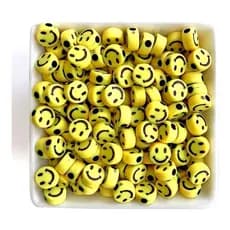 Miçanga Infantil Smile Amarelo P/ Pulseiras - Aprox 400 Pçs
