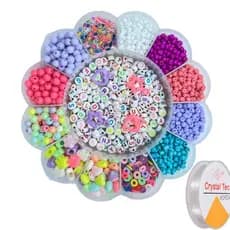 Kit Maleta Miçangas Infantil Para Pulseira Colar Colorido + Silicone
