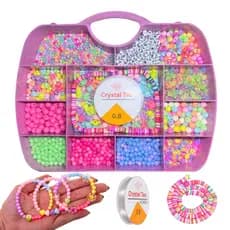 Maleta Kit Miçangas Infantil Colorida Para pulseira colar aprox 2000 peças + silicone