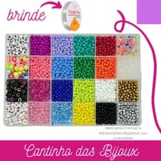 Kit Miçangas de vidro Completo entremeio colorido infantil pulseira colar + Silicone aprox 2500 pçs
