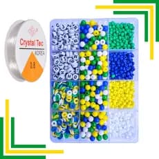 Kit Miçangas Bolinhas Brasil Copa Hexa Aprox 1200 Peças Pulseira Colar Infantil
