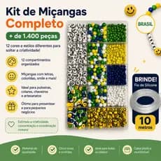 Kit Miçangas Brasil Copa Do Mundo 1400 Peças + Fio de silicone