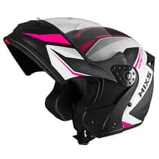 Capacete Moto Mixs Gladiator Neo Rosa Brilhante Feminino Mulher Motoqueira Robocop Escamoteável