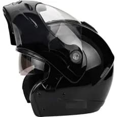 Capacete Moto Mixs Captiva Preto Brilhante Articulado Escamoteável Robocop com Viseira interna fumê