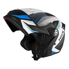 Capacete Mixs Gladiator Neo Azul Brilhante Robocop Articulado Robocop Escamoteável