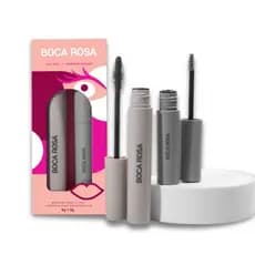 Kit Máscara Gel Sobrancelhas Boca Rosa + Máscara Cílios Rímel Efeito Volume Preto