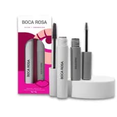 Kit Máscara Gel Sobrancelhas Boca Rosa + Máscara Cílios Rímel Efeito Natural Marrom