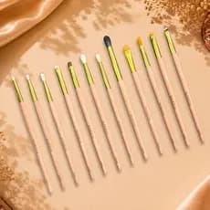 Kit 12 Pincéis Maquiagem Acabamento Profissional Makeia Completo Olhos Pele Esfumado Cerdas Macias