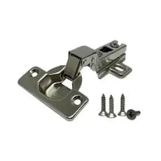 Dobradiças Curva Pressão - 35 Mm Aço Inox + Parafusos 3,9x13 Mm Aço Inox - Portas Armários