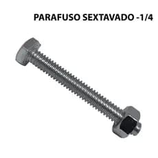 PARAFUSO SEXTAVADO ZINCADO 1/4 X + PORCA - AÇO ZINCADO - MADEIRA E METAL - 50 UNIDADES