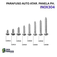 PARAFUSO - 3,9x - AUTO ATARRAXANTE PANELA PHILIPS - AÇO INOX304 - 100 Unidades