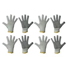 4 Pares de Luvas De Malha Algodão Tricotada Pigmentada Branca/Preta Epi Multiuso jardinagem Tamanho único