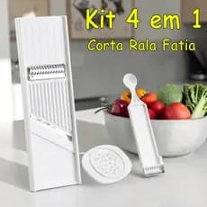 Kit 4 em 1 Cortador Descascador Ralador Fatiador de Legumes, Frutas e Verduras Keita