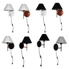 Arandela De Parede em Alumínio e Cúpula de Algodão com fio para ligar na tomada Ideal Para Sala, Quarto Cabeceira d Cama