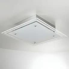 Lustre Plafon de sobrepor quadrado 30cm de vidro Para 02 Lâmpadas Vidro Fosco Bivolt 110v 220v - E27