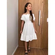 Vestido Infantil e Juvenil Ciganinha Liso De Manguinha Moda Tiktok Blogueirinha