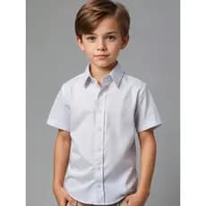 Camisa Social Infantil Manga Curta De Botão Linha Premium Menino Camisa Branca infantil menino