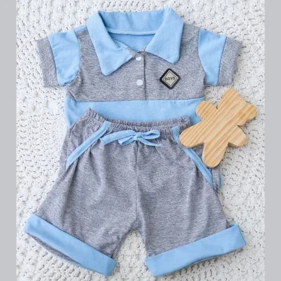 Conjunto bebê Menino Mauricinho linha baby com camiseta polo e shorts Recém Nascido até 6 meses