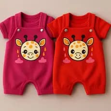 Kit 2 Pçs Conjunto bebê Menino Jardineira Bebê Menina Camiseta Girafa Recém Nascido RN 0 a 6 meses