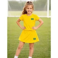 Conjunto infantil do Brasil Copa Blusa + Short Saia e Juvenil Linha Premium Liso e Canelado