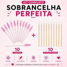 Kit 10 Escovinhas Descartáveis + 10 palitos com Algodão Alongamento Cílios Sobrancelha Use Naton