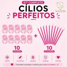 Kit 10 Batoques Anel para Cola + 10 Aplicadores Microbrush Alongamento Cílios Use Naton