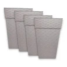 Kit 4 Vasos Rattan Decorativos 28L Grandes para Plantas e Flores Área Interna e Externa