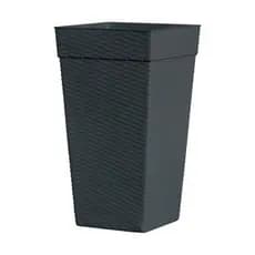 Vaso Coluna Quadrado Rattan 28L Decorativo para Plantas e Flores Área Interna e Externa