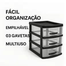 Gaveteiro Multiuso Jaguar 3 Gavetas Organizador Escritório Cozinha Sala Resistente