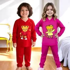 Pijama Infantil Bebê Criança Longo - Manga Longa e Calça - Daniel o Tigre Menino e Menina