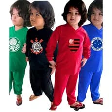 Pijama Infantil Menino Masculino Feminino Menina Longo Fantasia Dormir Futebol