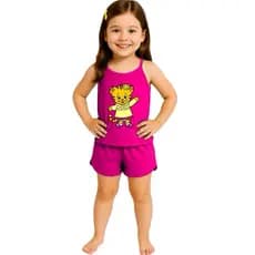 Pijama Infantil Feminino Curto Baby Doll Short Doll Alcinha Daniel o Tigre Margareth Verão