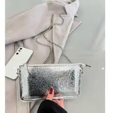 Bolsa Carteira de Mão Chuth e Transversal Festa Prata Look Festival