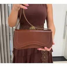 Bolsa Marrom Baguete de Ombro Pronta Entrega Casual Envio Nacional