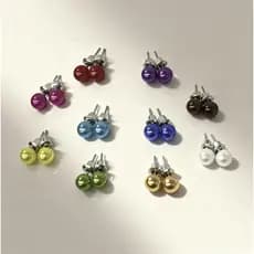 1 Par de Brincos Elegante Modelo Pérolas Coloridas com Tarracha 6mm Biju