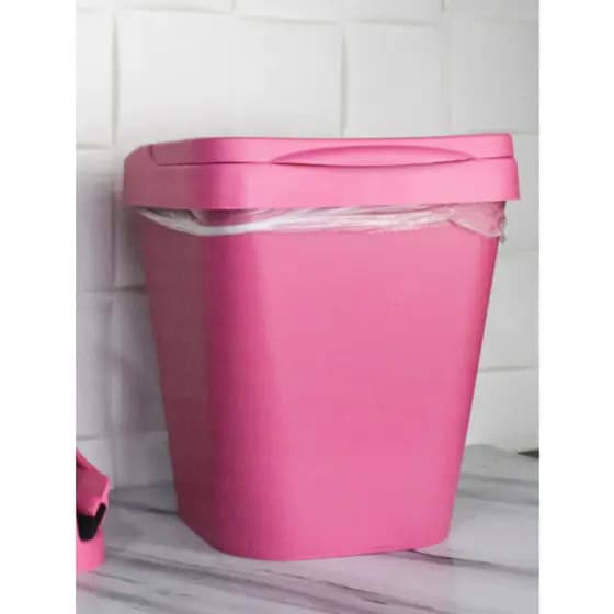 Lixeira Cesto Com Tampa 4,8 Litros Rosa Elegance