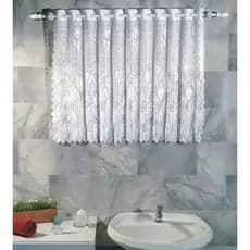 Cortina de Renda Para Janela Vitrô De Banheiro Branca