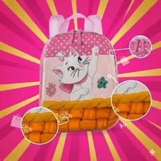 Mochila Gatinha Marie Disney Rosa Poas Escolar Creche Passeio Resistente Linda