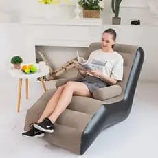 Espreguiçadeira Sofá Inflável Pufe Banco Descanso Assento Braços Cama Portátil Oferta