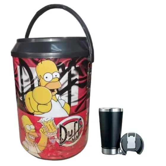 Cooler Térmico Caixa Térmica Homer mais Copo Térmico Com Tampa E Abridor.
