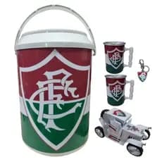 Cooler Térmico Caixa Térmica Fluminense Mais 2 Copos Térmicos Carrinho De Metal E Chaveiro C/ Gancho