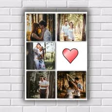 Quadro placa personalizado decorativo sua foto montagem 5 fotos presente namorado para casal para família  para casa par