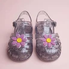 Sandália Infantil Menina Melissa Confortável Antiderrapante Rasteirinha Leve Flexível Flor Rosa Bebê