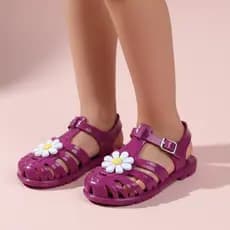 Sandália Infantil Menina Melissa Confortável Antiderrapante Rasteirinha Leve Flexível Flor Margarida