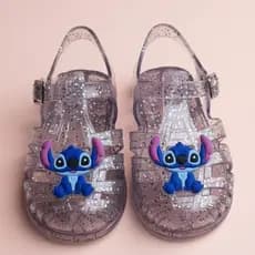 Sandália Infantil Menina Melissa Confortável Antiderrapante Rasteirinha Flexível Lilo Stitch
