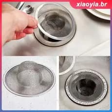 Ralo de pia de cozinha em aço inoxidável com malha prateada de 5/7/9/11 cm, filtro para restos de comida e ralo de