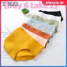 【Compre 6 e leve 2】Calcinhas de cintura média, clássicas, em tecido macio, lisas e simples. xiaoyia.br